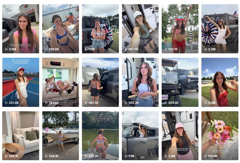 93萬粉絲的Tiktok美國房車露營博主頻道內(nèi)容