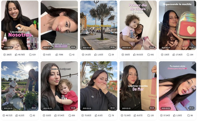 TikTok網(wǎng)紅推廣:墨西哥家庭母嬰類頭部博主頻道內(nèi)容